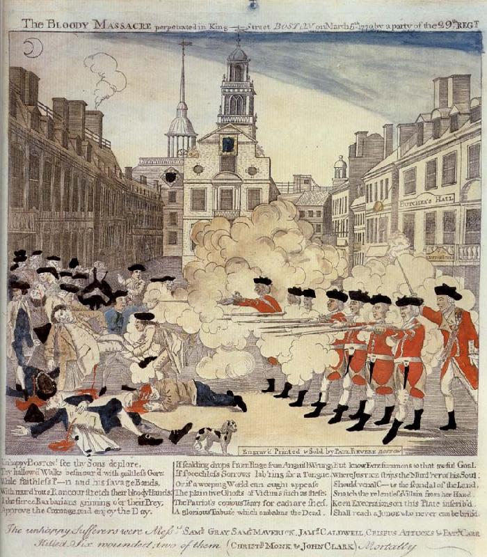 Paul Revere Le massacre de Boston